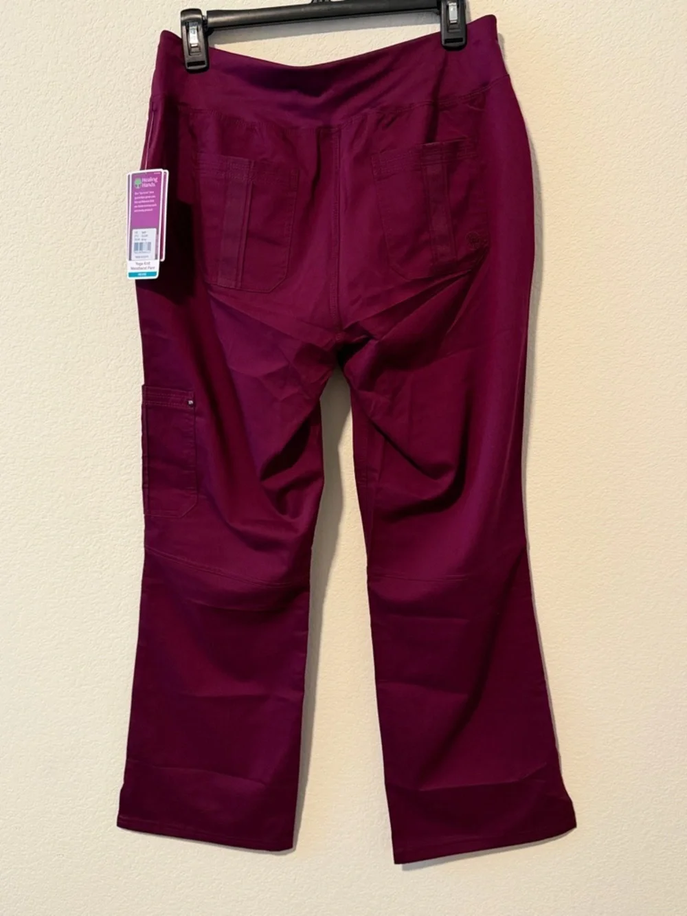 Women's Scrub Pants Healing Hands Yoga Knit Waistband Purple Label Medical Nurse - Picture 7 of 9